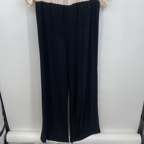 Cache Jumpsuit Womens Size XL Cream Black Cold Shoulder Pleated Chain Neck Relax - Picture 7 of 16